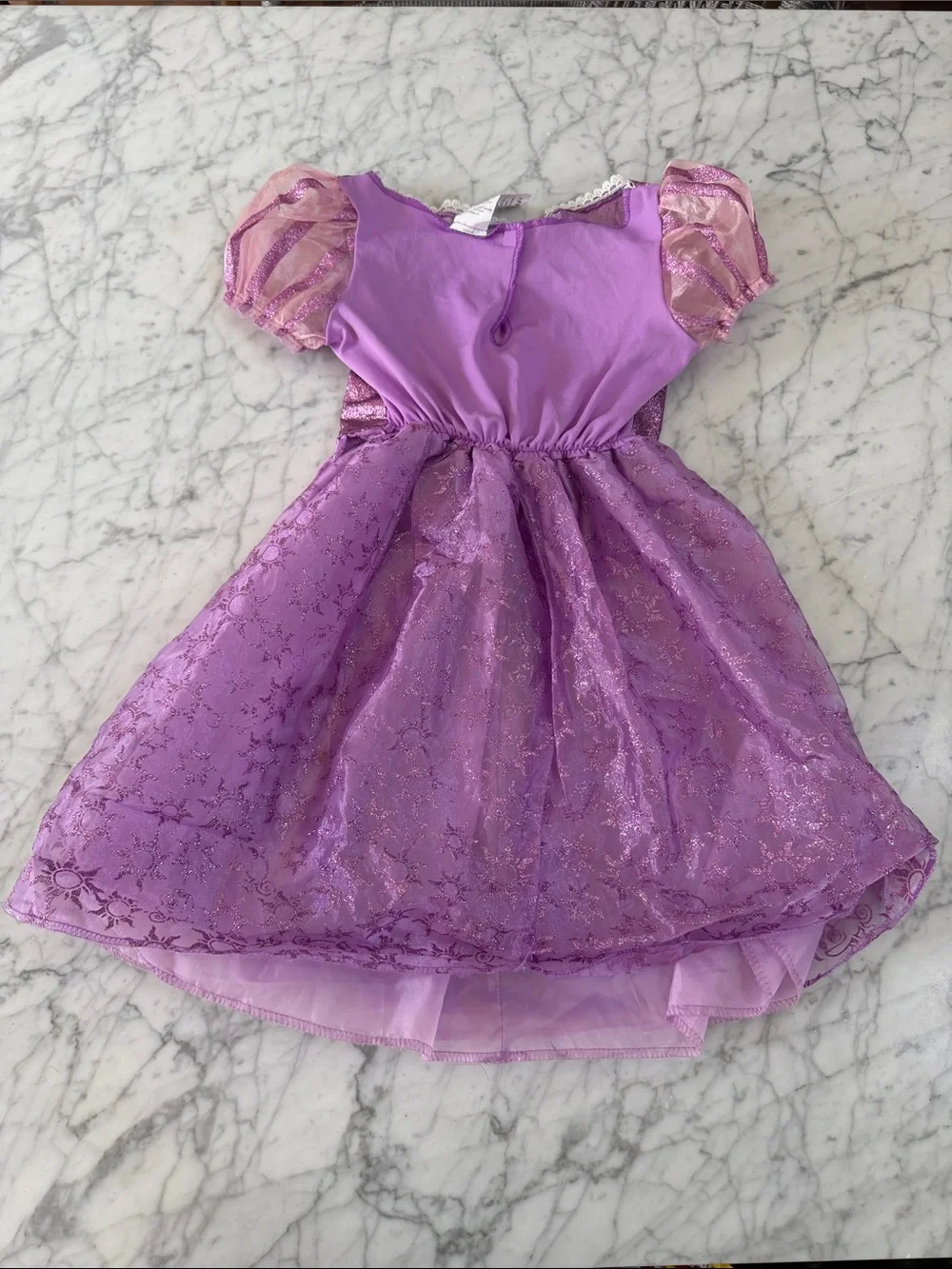 Girls Rapunzel Disney Purple Princess Costume Dress Sz 4-6Y Puff Sleeve